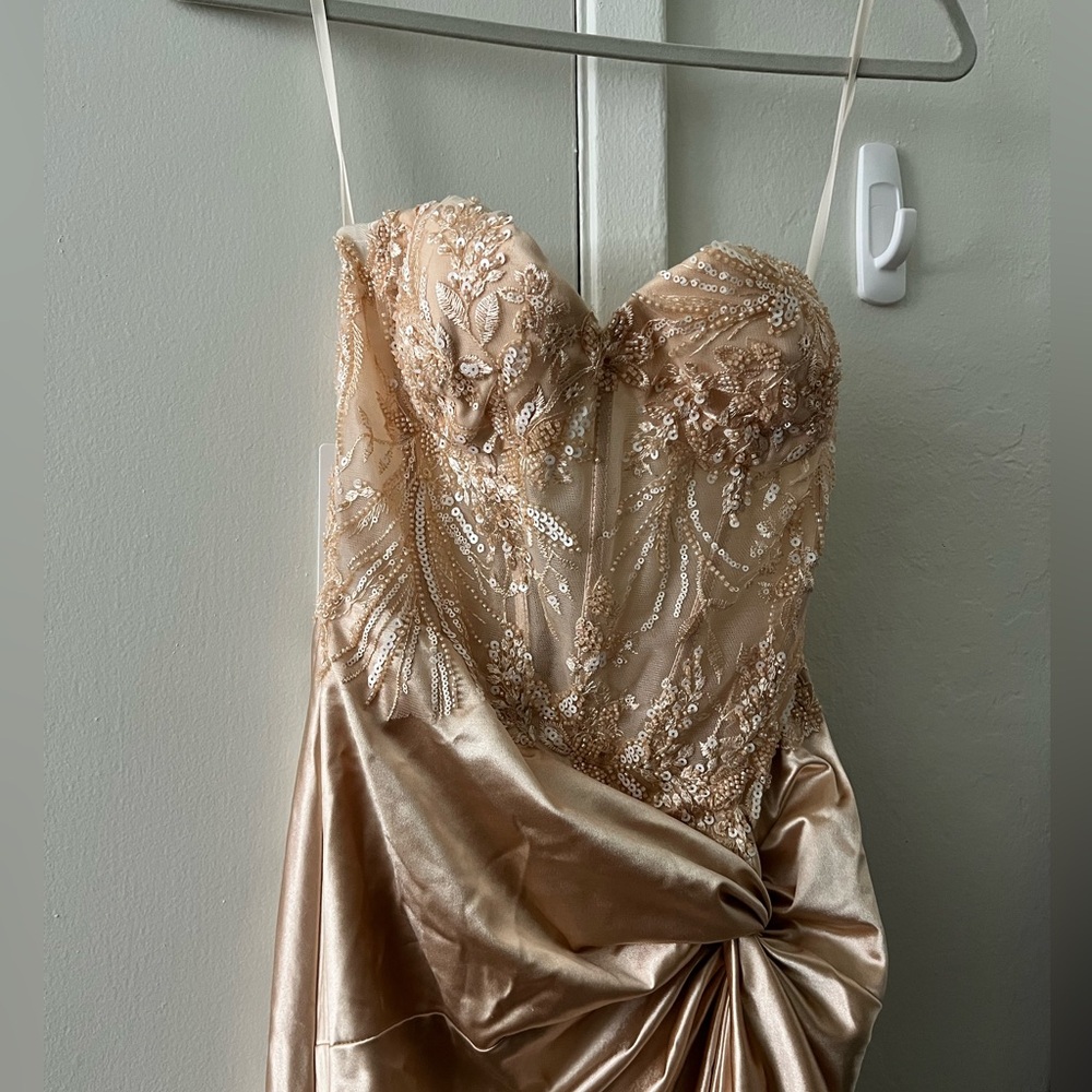Elegant Gold Strapless Gown